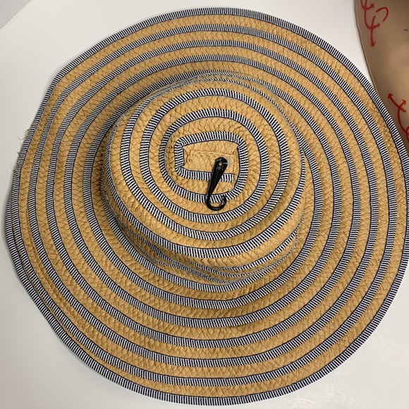 APT 9 | Tan & Blue Straw Floppy Hat | Perfect Spring Accessory | Vacation Fun - Picture 6 of 6